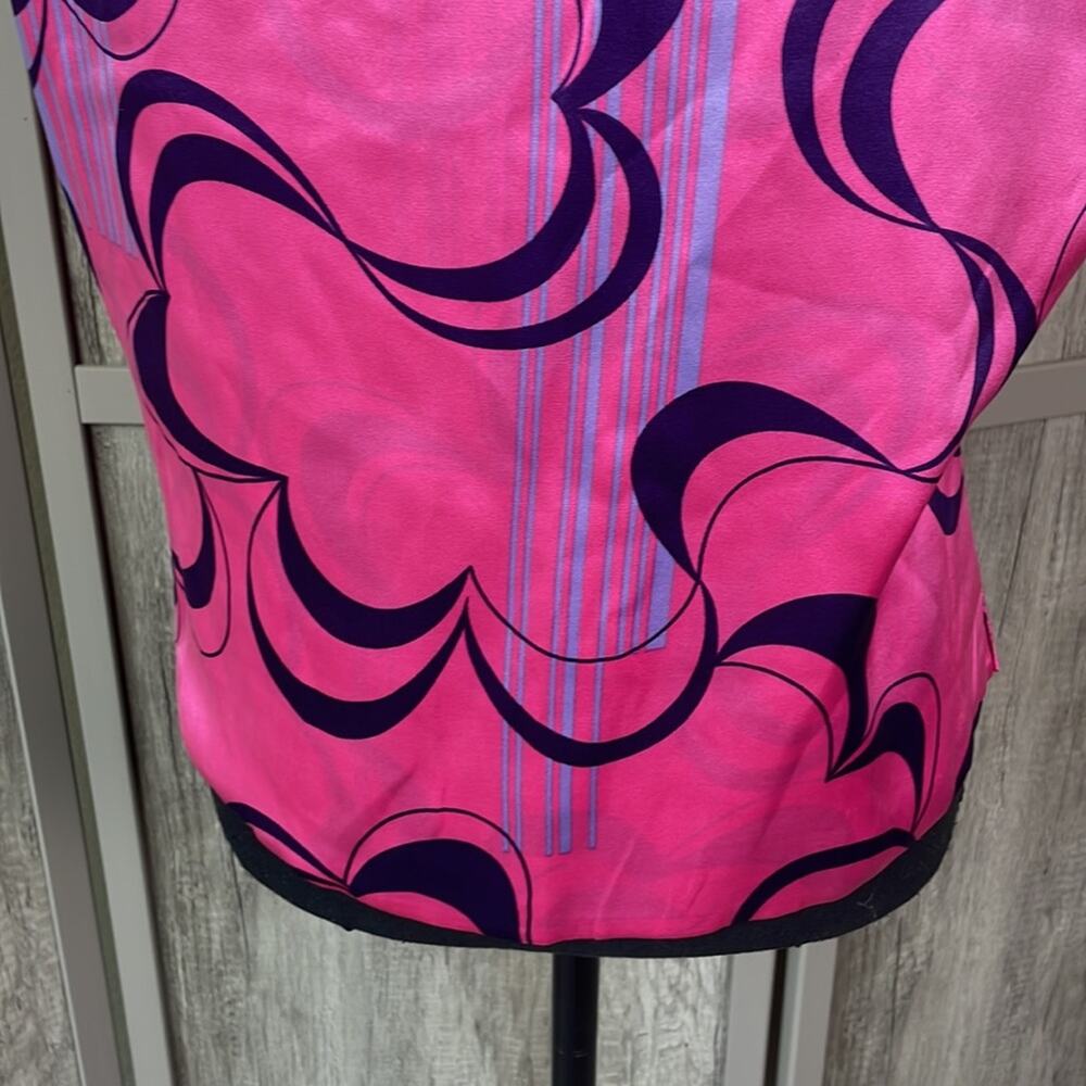 aura retro 60's inspired silk top women's 12 - Picture 8 of 11